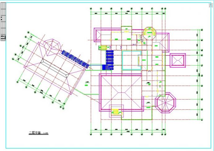 广州某2100平米2层框架结构体育会所平立剖面设计CAD图纸_图1