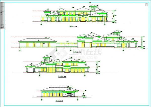 广州某2100平米2层框架结构体育会所平立剖面设计CAD图纸-图二