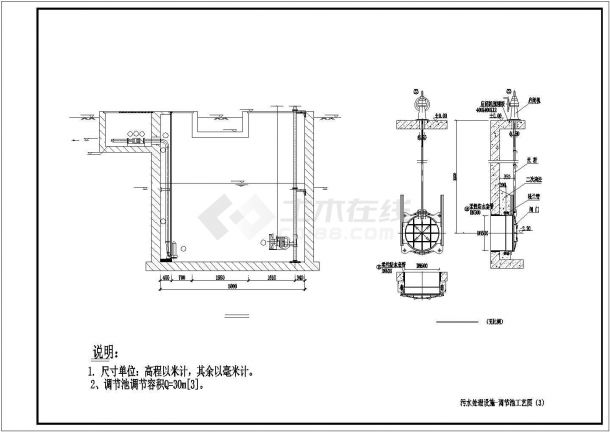 四川河渠污水处理设施CAD图-图二