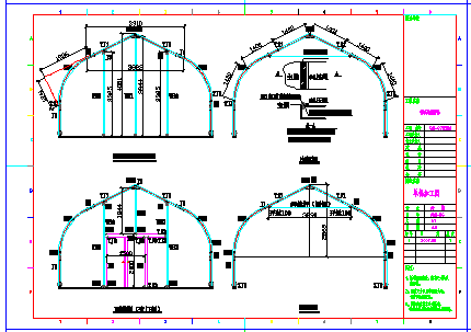 某6米跨索膜厂房cad钢结构设计图_图1