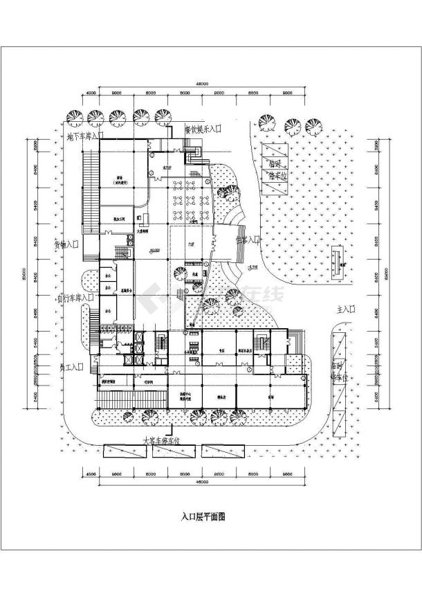 江西省南昌市市区某高档五星级酒店平面施工设计CAD图纸-图二