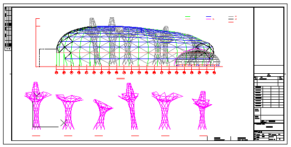 某届世博会外部网架内部钢框架结构日本馆cad结构图_图1