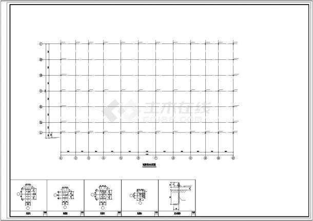 4743平米钢结构厂房施工设计cad图，共一张-图二
