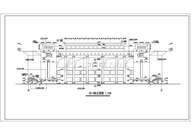 某二层框架结构大学礼堂设计cad全套建筑施工图（ 含设计说明）-图二