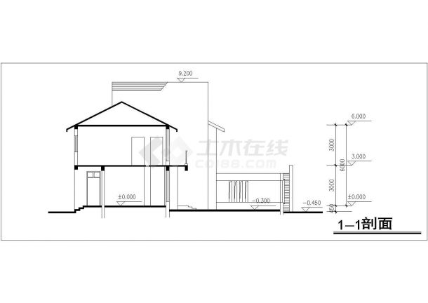 宁波康居小区200平米3层砖混结构双拼别墅建筑设计CAD图纸（含总图）-图一