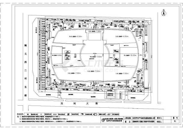北京汽车产业研发基地施工现场平面布置图（消防布置）cad-图二