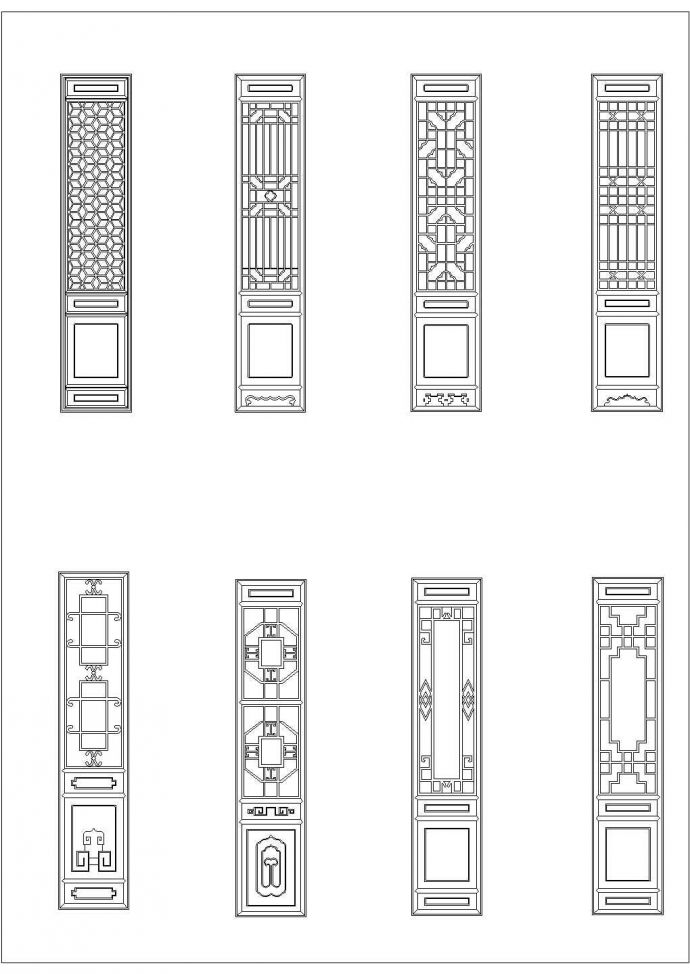 经典中式古典风格长窗设计cad大样图图集（甲级院设计）_图1
