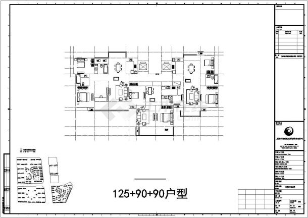某小区高层3房2厅住宅户型设计施工CAD图纸-图二