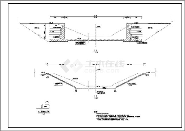 某地区河道整治项目中的液压坝建筑方案设计施工CAD图纸-图一