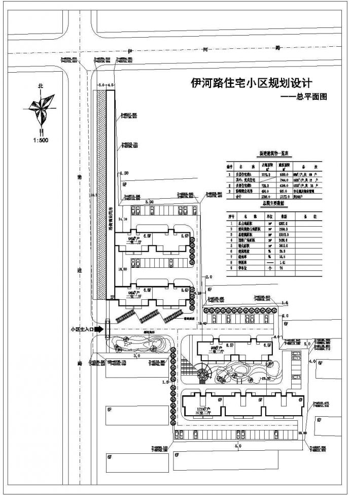 宜春市某新建小区总平面规划设计CAD图纸（占地9300平米）_图1