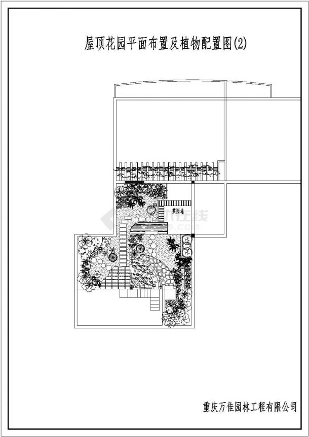 某高级商场屋顶花园绿化景观设计施工CAD图纸-图二