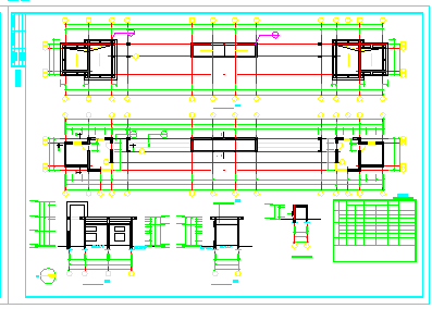 中学校大门 门卫建筑施工cad图纸-图一