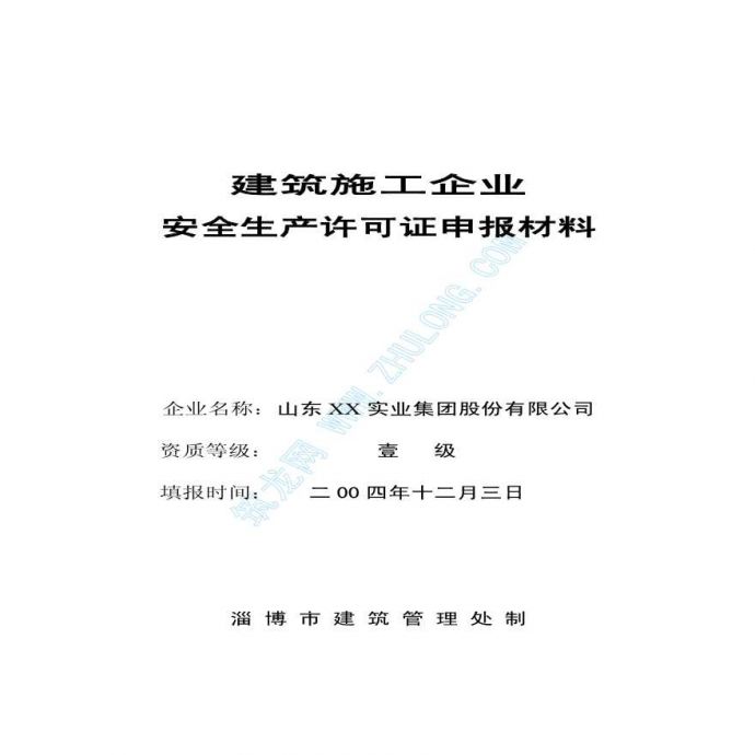 山东省某实业集团安全许可证申报材料填写示范_图1