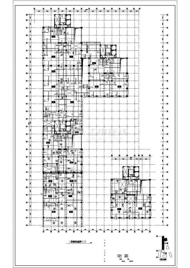 高层办公楼框架结构cad施工设计方案图纸-图一