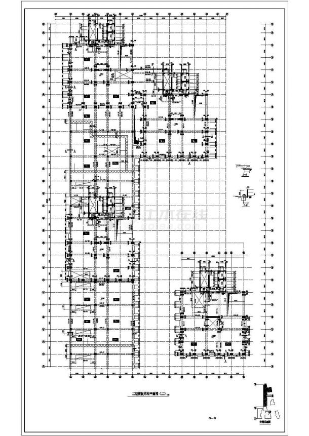 高层办公楼框架结构cad施工设计方案图纸-图二