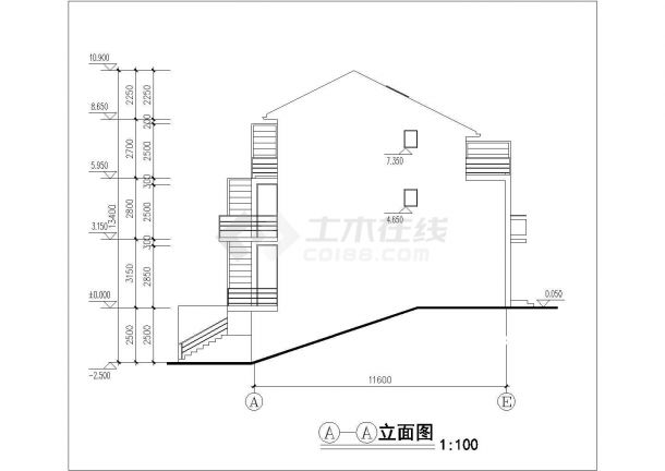 宜昌市某小区2600平米3层砖混结构住宅楼建筑设计CAD图纸（带车库）-图二
