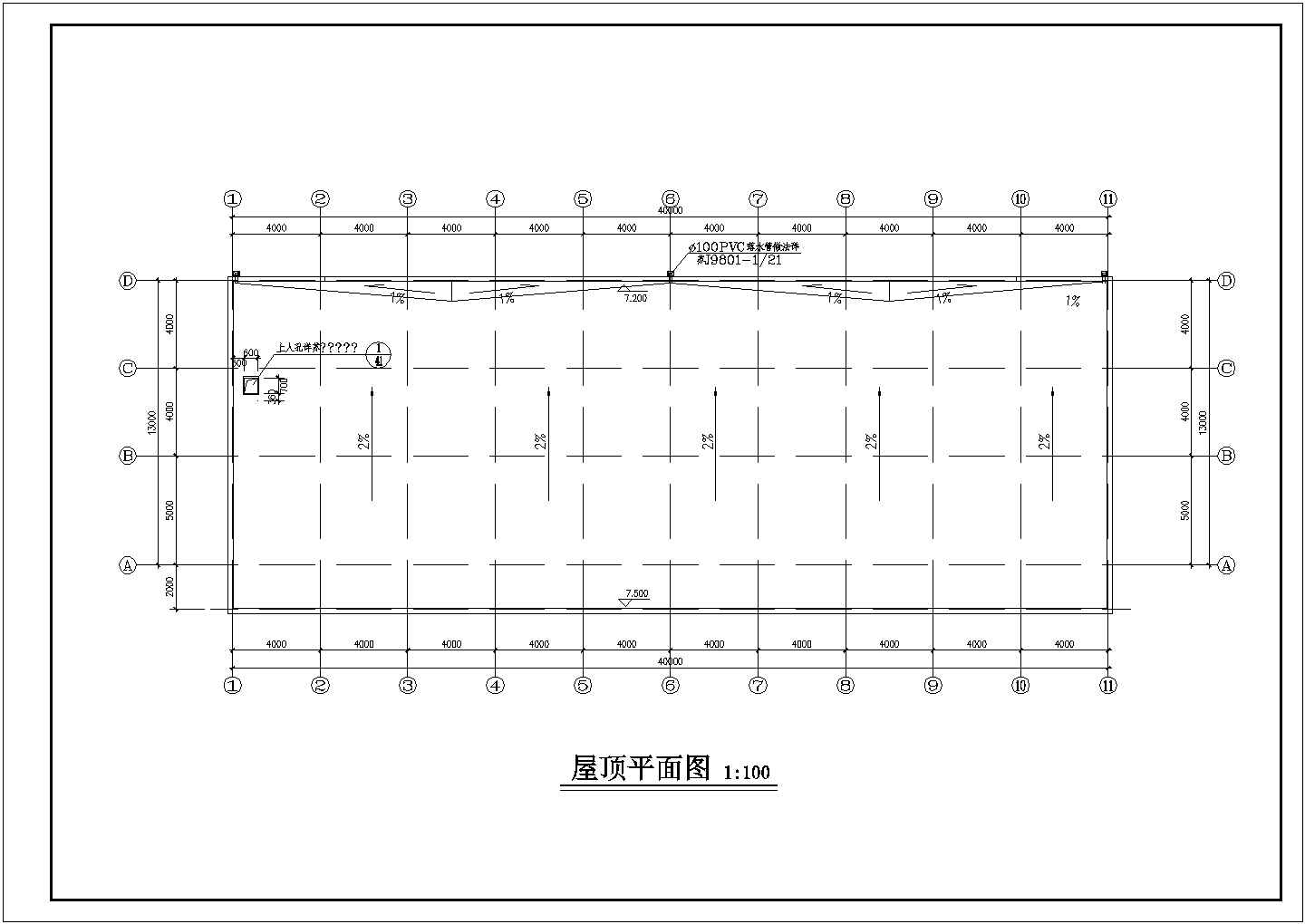 二层框架厂房建筑设计CAD图