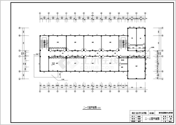 淮安市职教中心3200平米4层框架结构教学楼建筑结构设计CAD图纸-图二