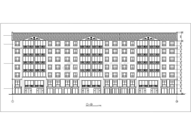 2900平米6层混合结构住宅楼全套建筑设计CAD图纸（含坡屋面和车库）-图一