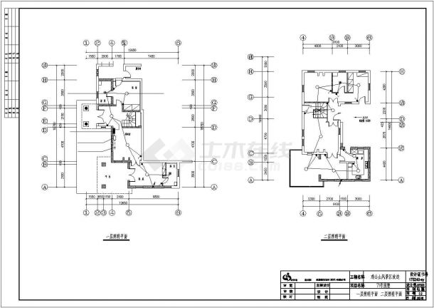 扬州市南岸花园小区2层独栋别墅电气系统设计CAD图纸-图一