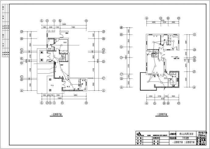 扬州市南岸花园小区2层独栋别墅电气系统设计CAD图纸_图1