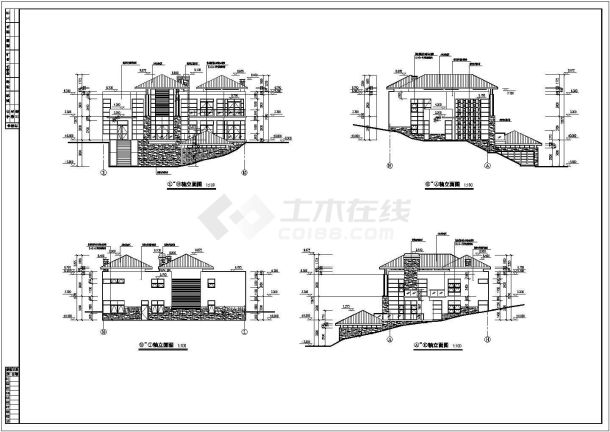 某二层带地下层框架结构欧式风格别墅设计cad全套建筑施工图（甲级院设计）-图二