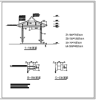方形园林进口芬兰木亭cad施工图-图一