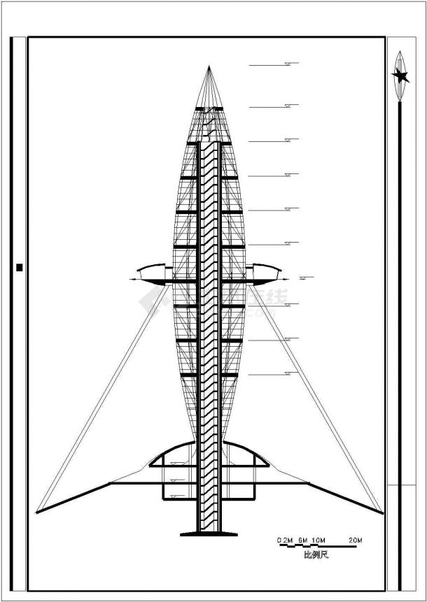 观光塔建筑施工图纸CAD完整版-图一