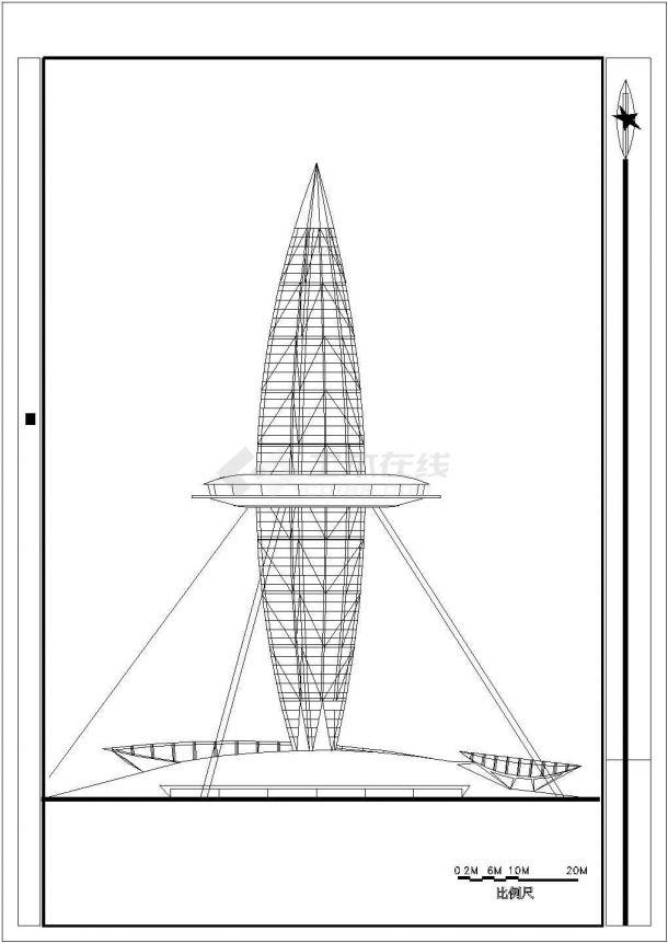 观光塔建筑施工图纸CAD完整版-图二