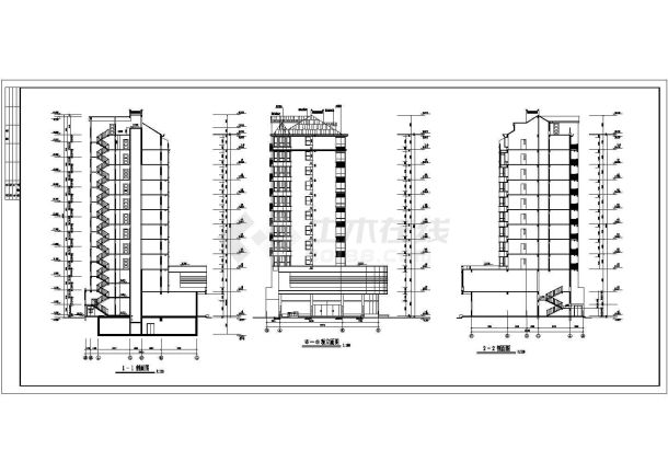 【镇江】多层住宅楼建筑施工cad图(含坡屋顶窗定位图，各层平面图)-图一
