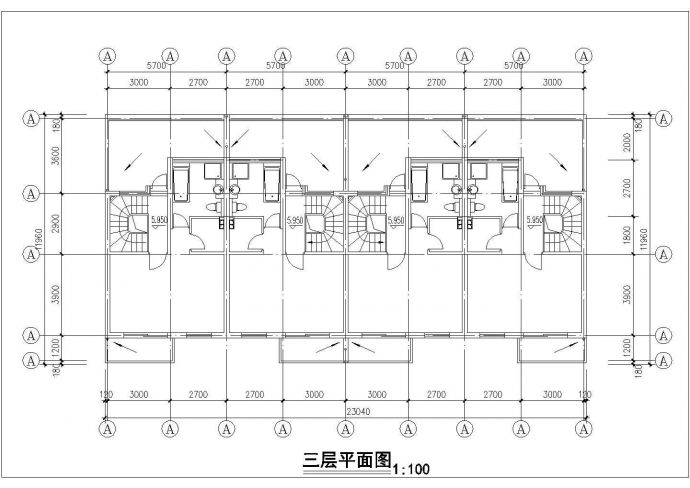 天津某小区1000平米左右三层砖混结构住宅楼建筑设计CAD图纸_图1