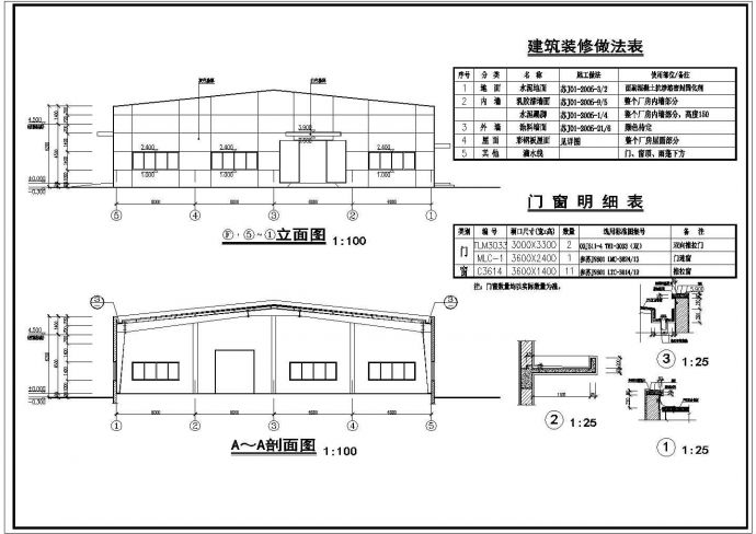 门式钢架小厂房室内装修建筑设计施工图_图1