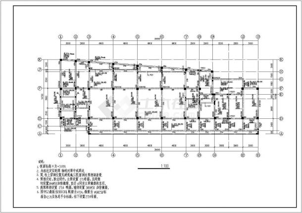 某4层框架结构幼儿园建筑结构方案图-图二