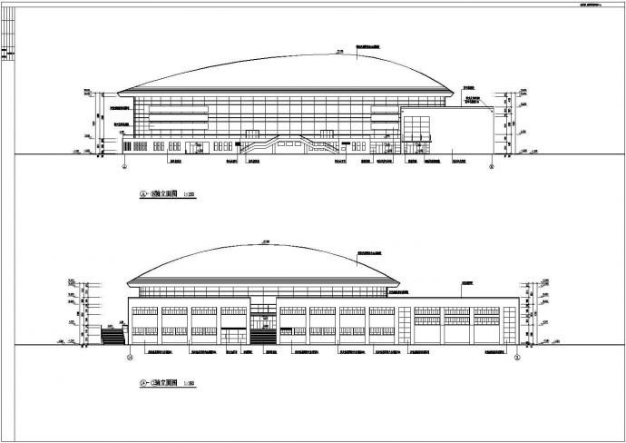 某地区大学体育馆建筑设计CAD图纸_图1