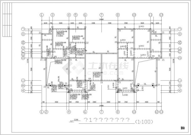 徐州市万墅苑小区3层高档混合结构别墅结构设计CAD图纸-图一