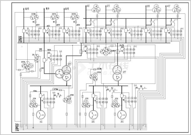 [原理图]某小水电站同期原理典型设计cad电气图纸（甲级院设计）-图一