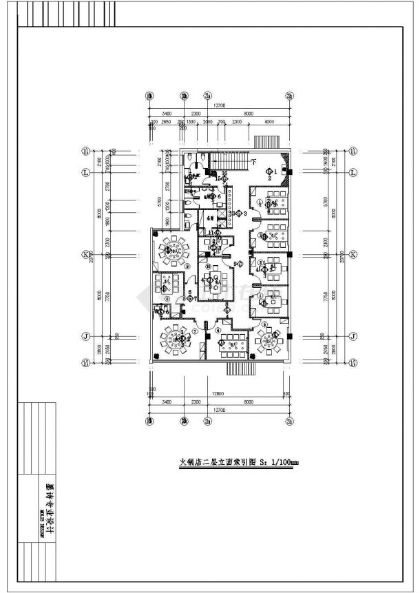 虞山天地火锅室内整体施工设计CAD图纸-图二