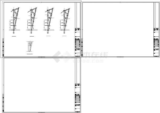 [辽宁]悬挑空间桁架体育场钢结构施工图cad图纸-图二