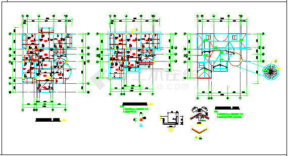 四层16.3×19.7架空层车库复式别墅结构设计CAD图-图一