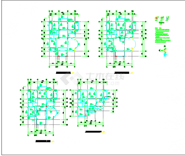 四层16.3×19.7架空层车库复式别墅结构设计CAD图-图二