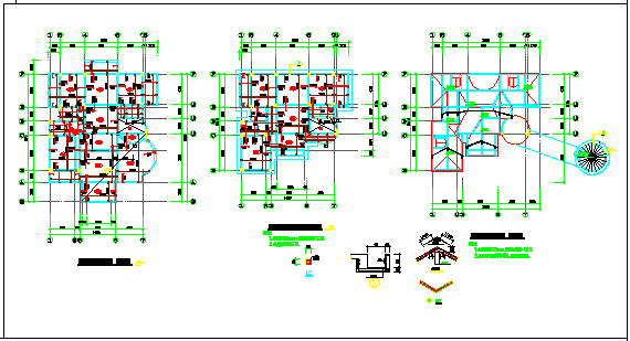 四层16.3×19.7架空层车库复式别墅结构设计CAD图