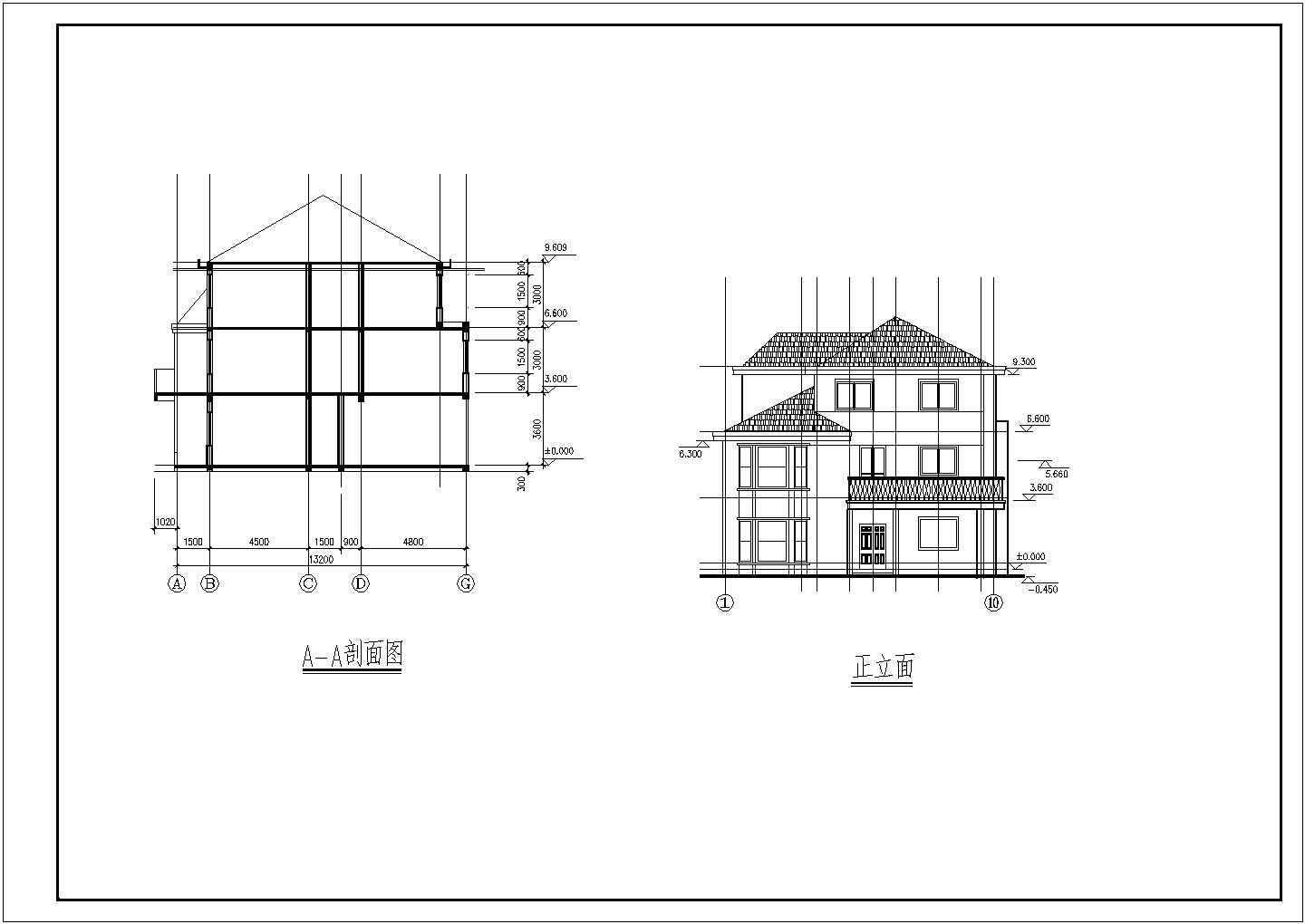 长13.2米 宽12.26米 3层别墅建施结施【建筑图 结构图】