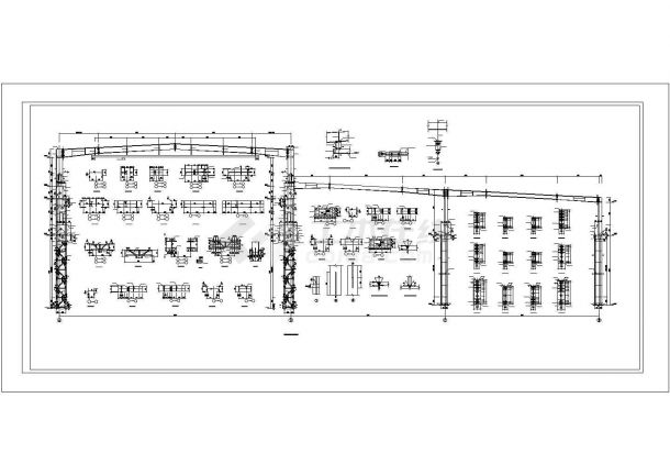 厂房设计_[沈阳]门式刚架联合厂房结构施工图（共10跨65张图纸） cad图纸-图一