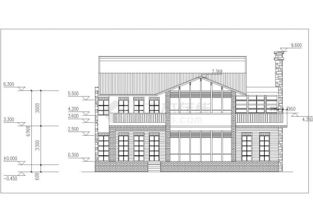 某地二层别墅cad建筑设计施工图（含效果图）-图二