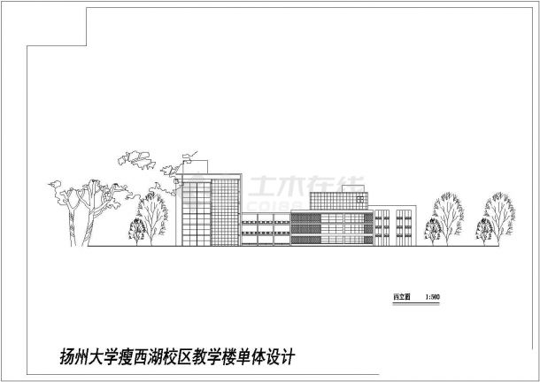 重庆某学校四层教学楼单体设计cad图纸，含效果图-图一