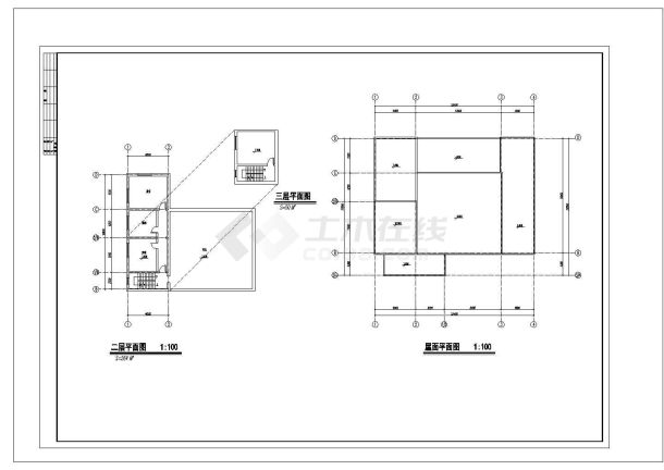 青岛火车站店建筑施工共二十张cad图纸-图二