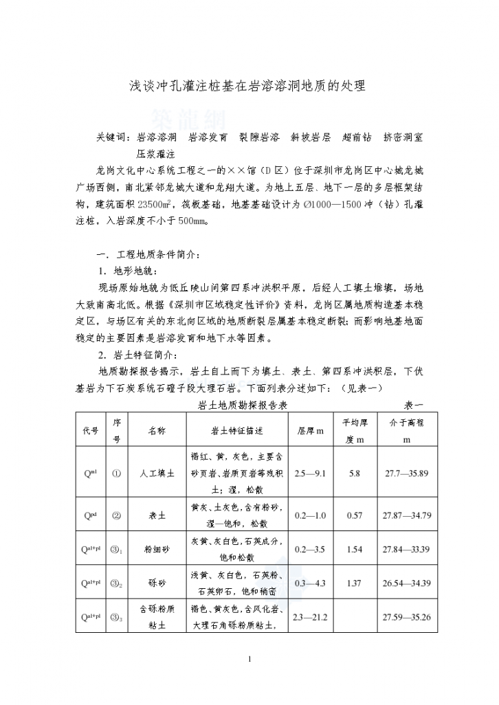 浅谈冲孔灌注桩基在岩溶溶洞地质的处理-图一