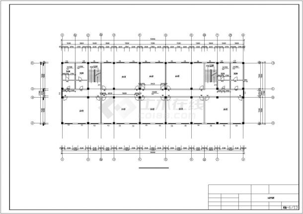 嘉兴市开明中学5280平米6层框架结构教学楼建筑结构设计CAD图纸-图二