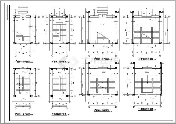 淮北学校三层教学楼规划设计建筑施工cad图，共九张-图一