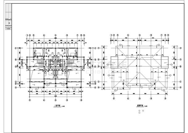 二层山体双拼别墅设计cad图（长16.44宽11.44m）-图一